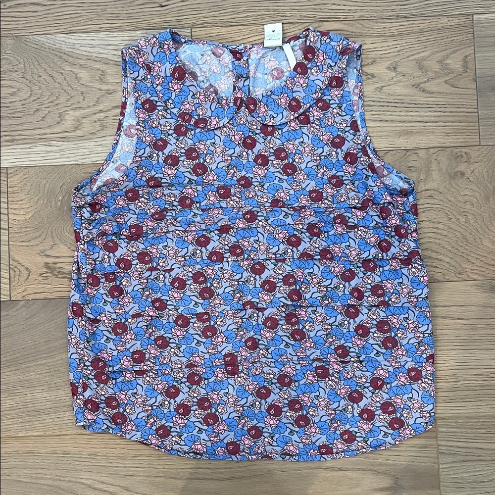 Matilda Jane Floral Sleeveless Blouse - Blue and Red